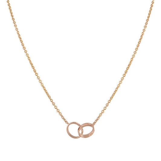 [Love Aura]LOVE NECKLACE DOUBLE RING PINK GOLD