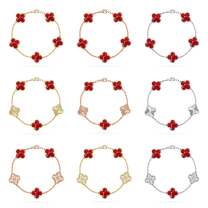 [Love Aura]CLOVER 5 MOTIF RED PATTERN BRACELET COLLECTION