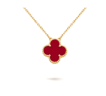 [Love Aura]CLOVER 15MM CARNELIAN SINGLE FLOWER NECKLACE