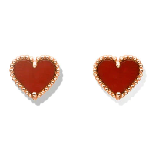 [Love Aura]HEART CARNELIAN STUD EARRINGS