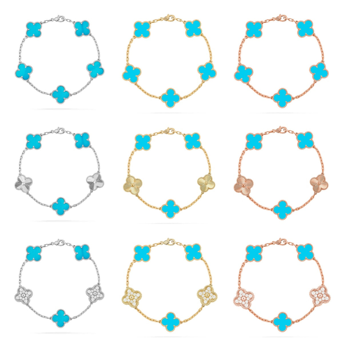 [Love Aura] CLOVER 5 MOTIF TURQUOISE BRACELET COLLECTION