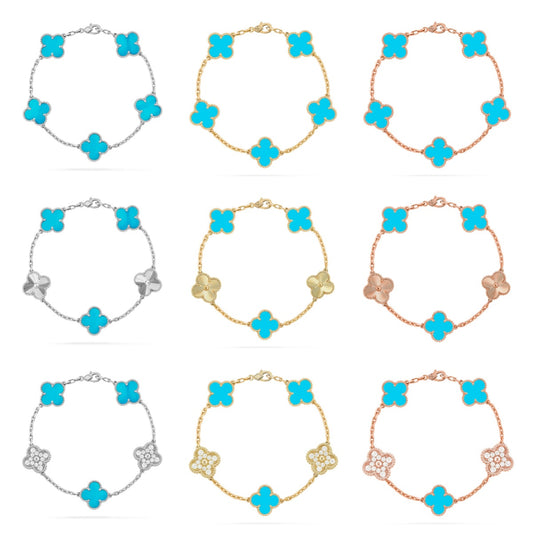 [Love Aura] CLOVER 5 MOTIF TURQUOISE BRACELET COLLECTION