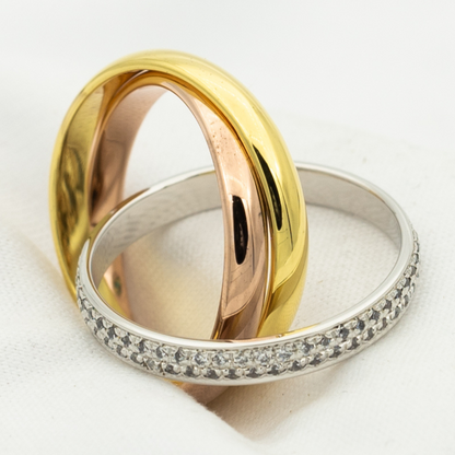 [Love Aura]TRINITY RING GOLD PINK GOLD SILVER DIAMONDS