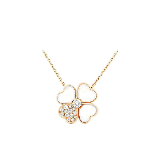 [Love Aura]CLOVER MOP DIAMOND ROSE GOLD NECKLACE