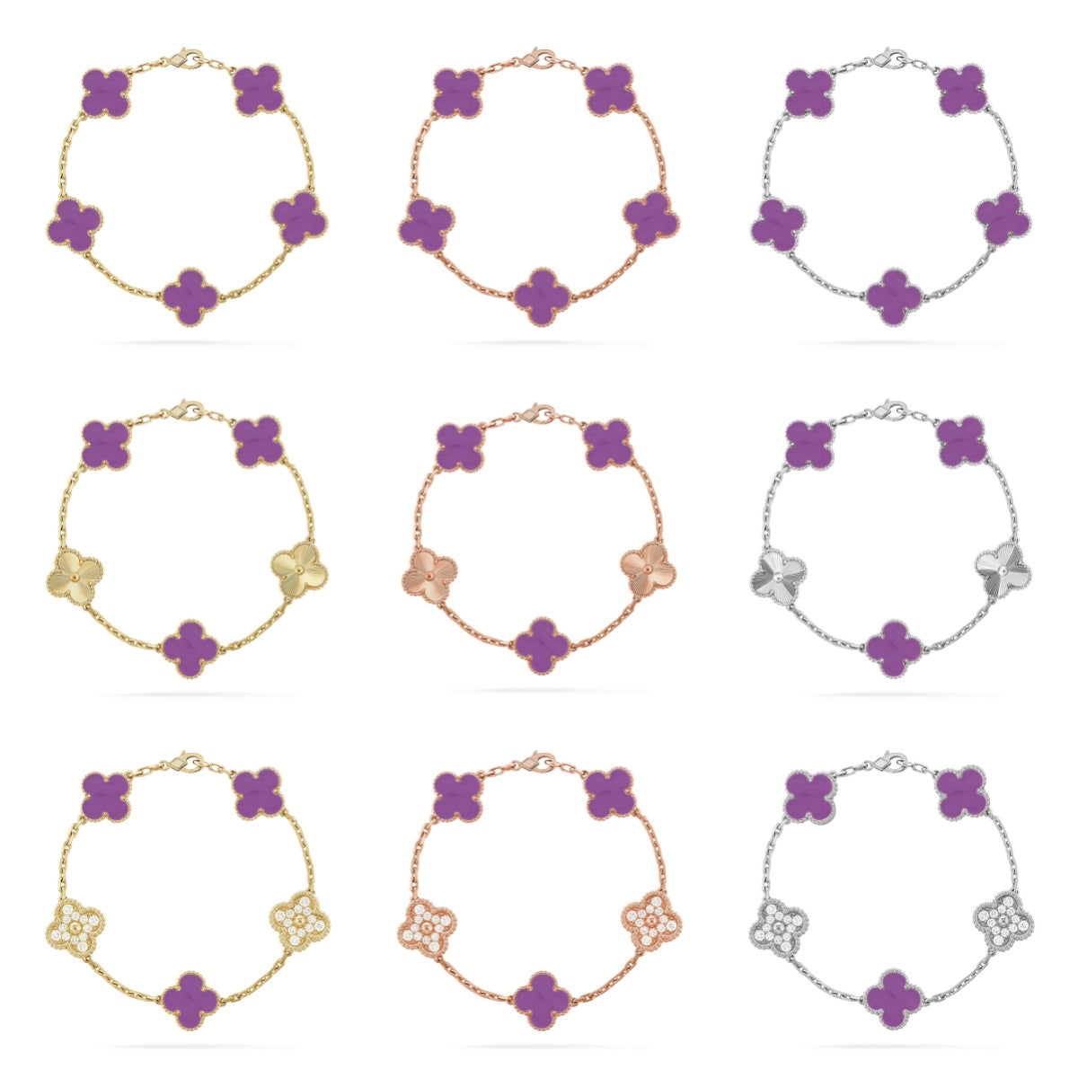 [Love Aura] CLOVER 5 MOTIF VIOLET BRACELET COLLECTION