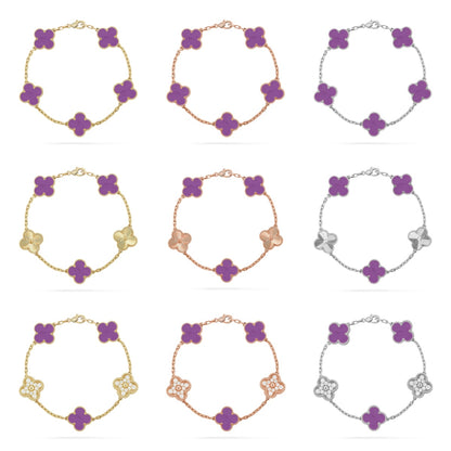 [Love Aura] CLOVER 5 MOTIF VIOLET BRACELET COLLECTION