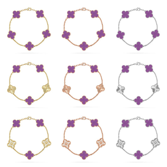 [Love Aura] CLOVER 5 MOTIF VIOLET BRACELET COLLECTION