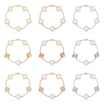 [Love Aura]CLOVER WHITE PEARL MOP 5 MOTIF BRACELET COLLECTION
