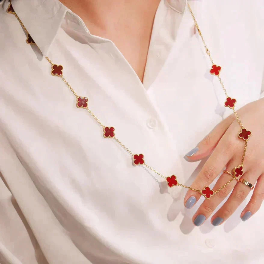 [Love Aura]CLOVER 20 MOTIFS CARNELIAN NECKLACE