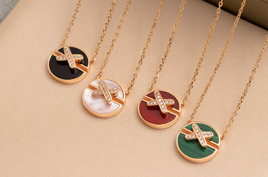 [Love Aura]JEUX DE PINK GOLD DIAMOND NECKLACE