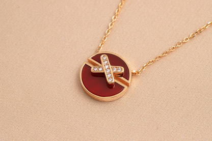 [Love Aura]JEUX DE PINK GOLD DIAMOND NECKLACE