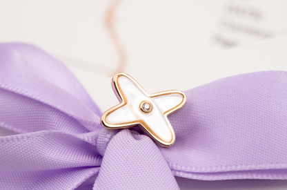 [Love Aura]JEUX DE WHITE MOP ROSE GOLD DIAMOND EARRINGS