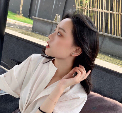 [Love Aura]JEUX DE WHITE MOP PINK GOLD DIAMOND EARRINGS