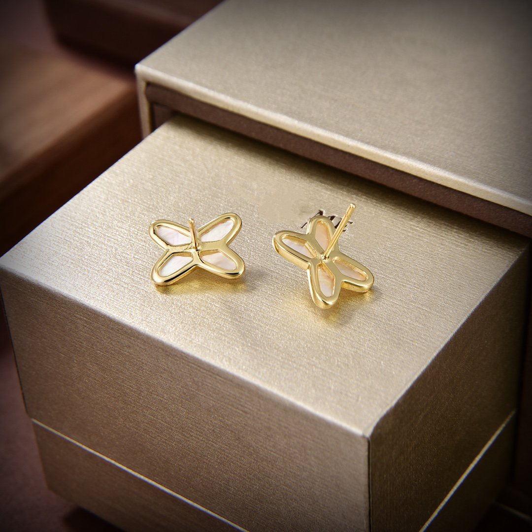 [Love Aura]JEUX DE WHITE MOP GOLD DIAMOND EARRINGS