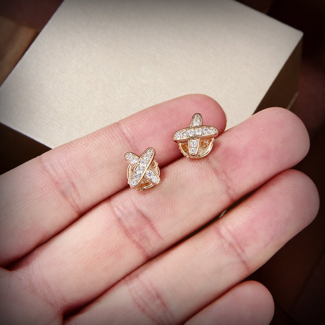 [Love Aura]JEUX DE GOLD DIAMOND EARRINGS