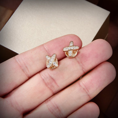 [Love Aura]JEUX DE GOLD DIAMOND EARRINGS