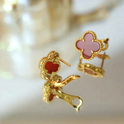 [Love Aura]CLOVER MEDIUM 1 MOTIFS CARNELIAN  EARRINGS