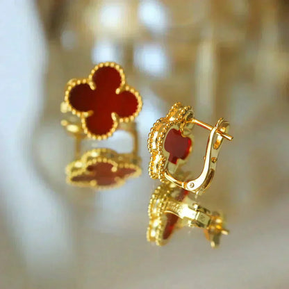 [Love Aura]CLOVER MEDIUM 1 MOTIFS CARNELIAN  EARRINGS