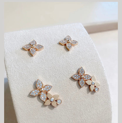 [Love Aura]STAR BLOSSOM STUD EARRINGS PINK GOLD DIAMONDS