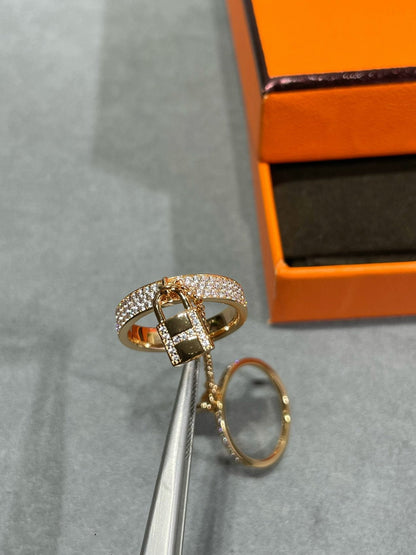 [Love Aura]HM KELLY CLOCHETTE DOUBLE RING IN  WITH DIAMONDS