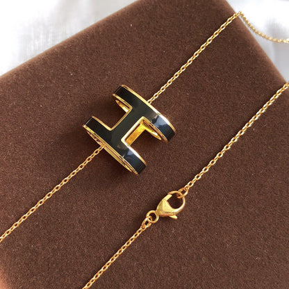 [Love Aura]HM CLIC BLACK ENAMEL GOLD NECKLACE