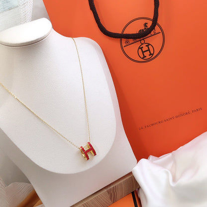 [Love Aura]HM CLIC RED ENAMEL GOLD NECKLACE