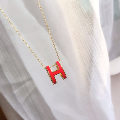 [Love Aura]HM CLIC RED ENAMEL GOLD NECKLACE