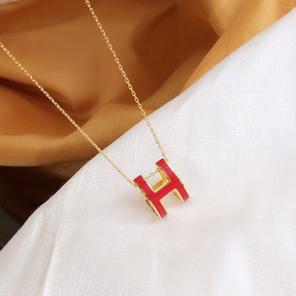 [Love Aura]HM CLIC RED ENAMEL GOLD NECKLACE