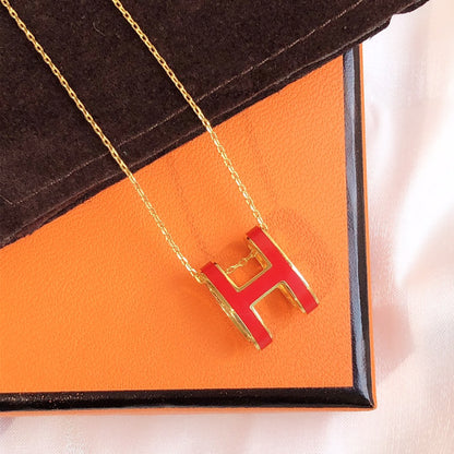 [Love Aura]HM CLIC RED ENAMEL GOLD NECKLACE