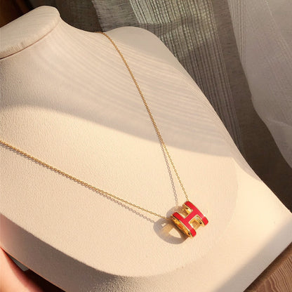 [Love Aura]HM CLIC RED ENAMEL GOLD NECKLACE