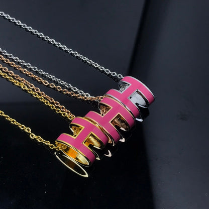 [Love Aura]H NECKLACE PINK