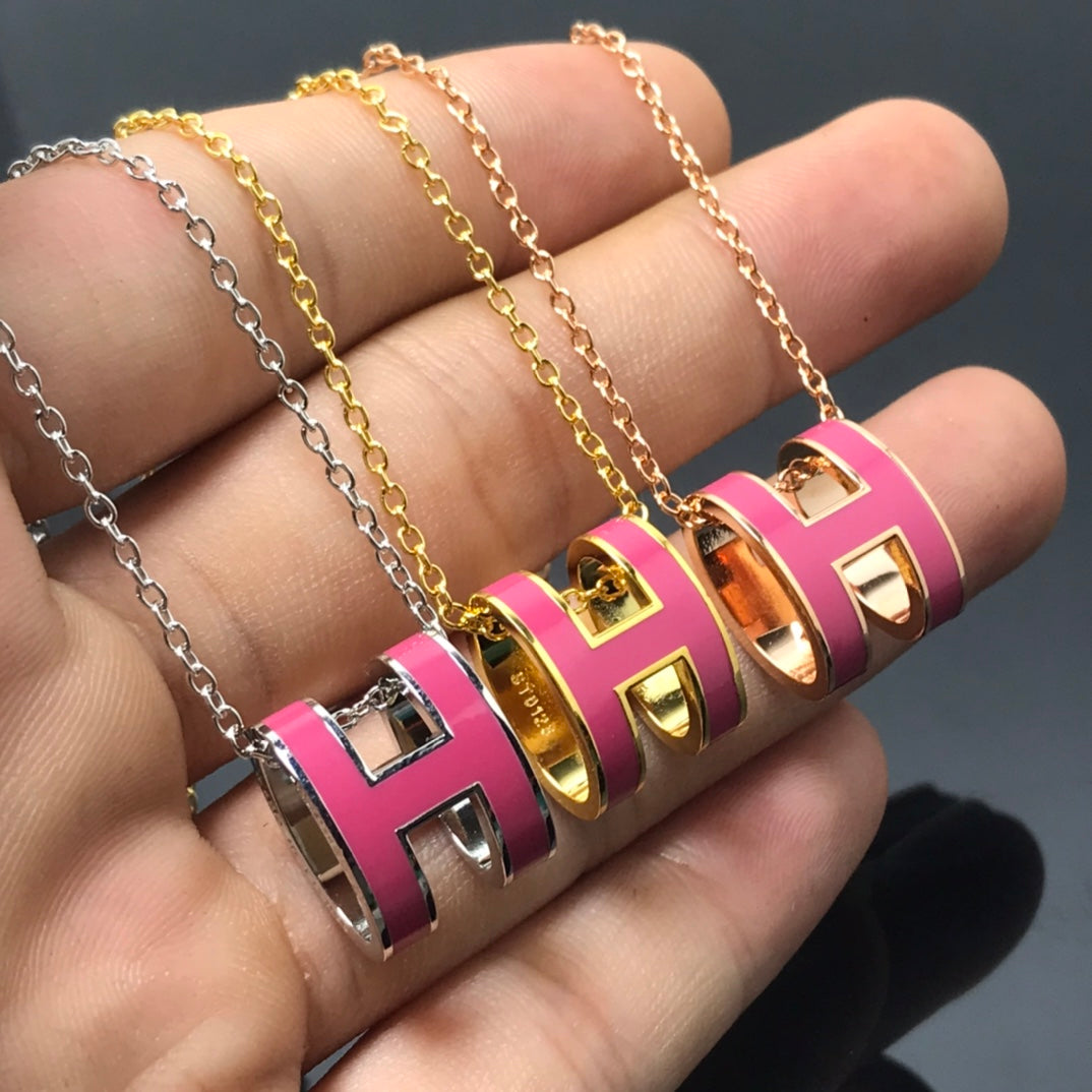 [Love Aura]H NECKLACE PINK