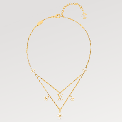 [Love Aura]FLOWERGRAM GOLD MOP DOUBLE ROW NECKLACE
