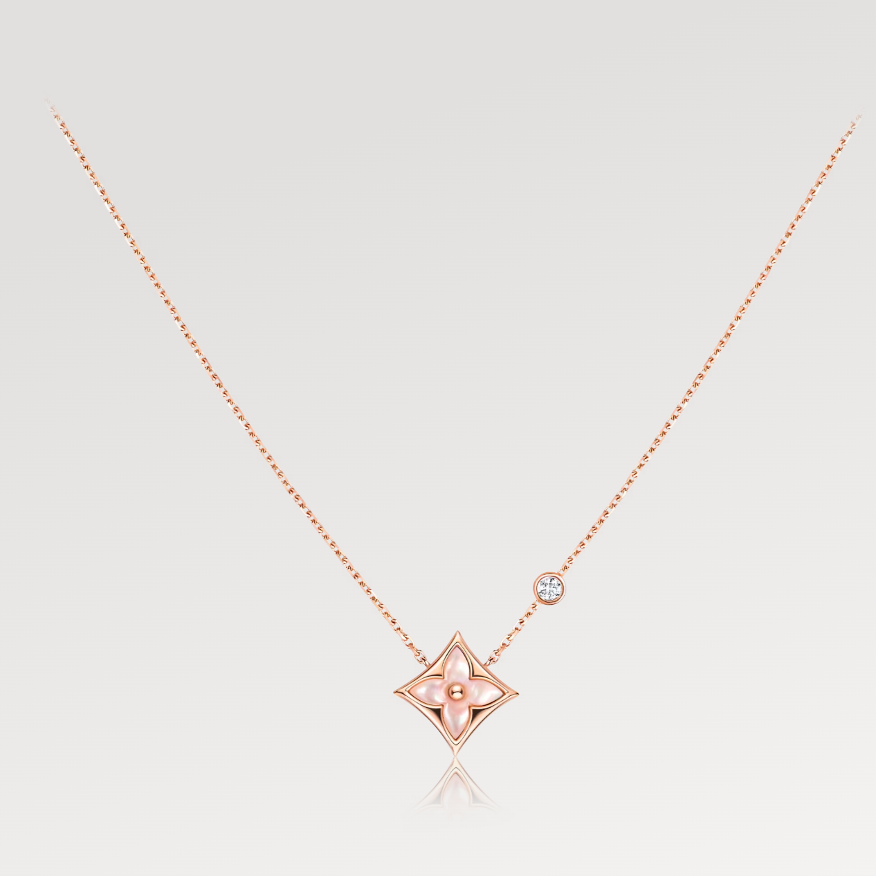 [Love Aura]STAR PINK MOP 1 DIAMOND PINK GOLD NECKLACE