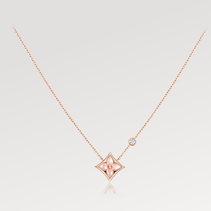[Love Aura]STAR PINK MOP 1 DIAMOND PINK GOLD NECKLACE