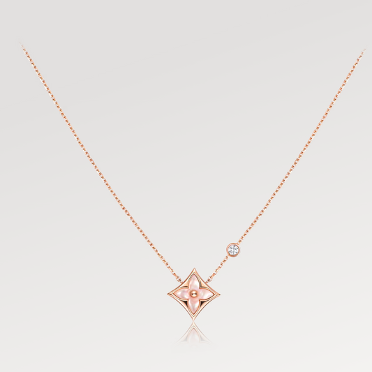 [Love Aura]STAR PINK MOP 1 DIAMOND PINK GOLD NECKLACE
