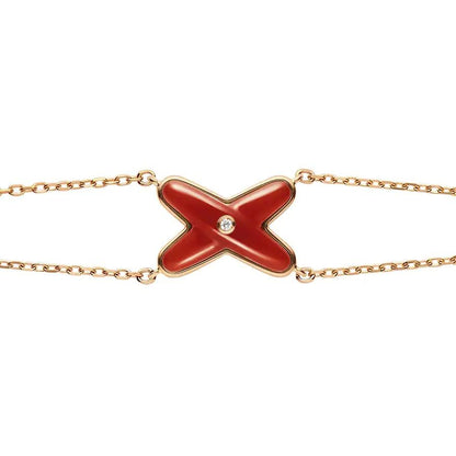 [Love Aura]JEUX BRACELET CARNELIAN PINK GOLD 1 DIAMOND