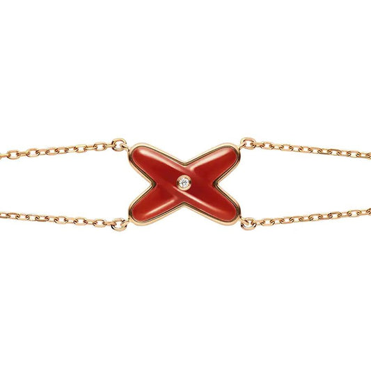 [Love Aura]JEUX BRACELET CARNELIAN PINK GOLD 1 DIAMOND