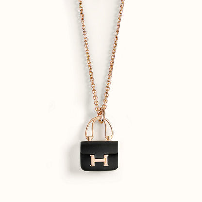 [Love Aura]CONSTANCE BLACK PEDANT PINK GOLD NECKLACE