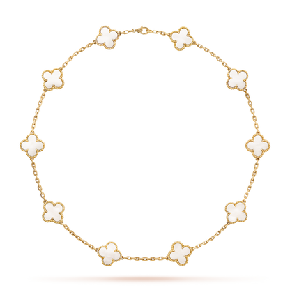 [Love Aura]CLOVER 10 MOTIFS WHITE MOTHER OF PEARL NECKLACE