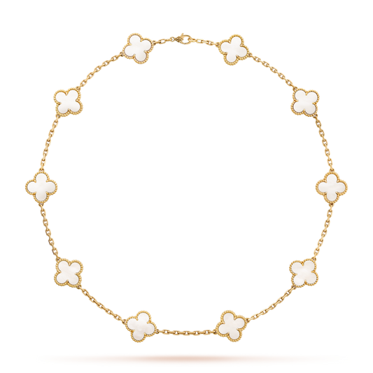[Love Aura]CLOVER 10 MOTIFS WHITE MOTHER OF PEARL NECKLACE