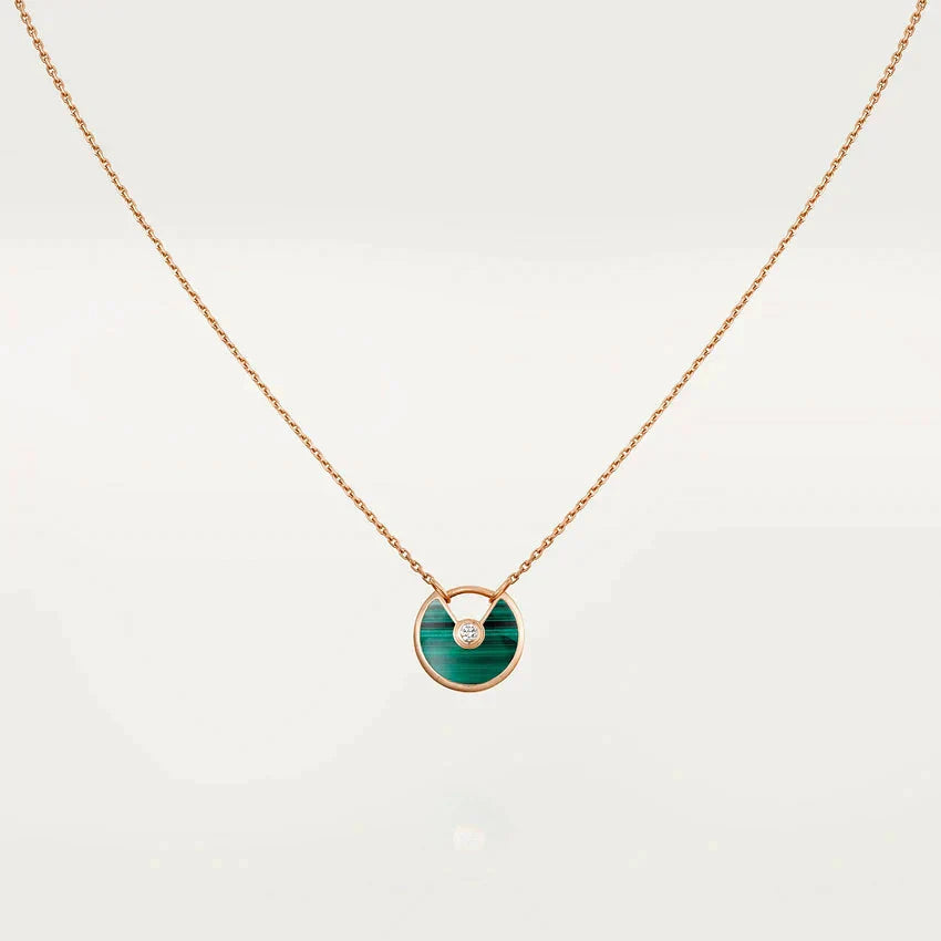 [Love Aura]AMULETTE ROSE GOLD MALACHITE NECKLACE