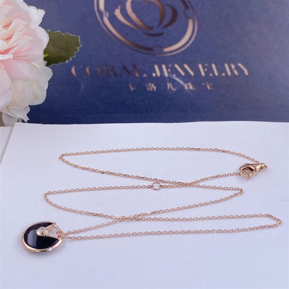 [Love Aura]AMULETTE ROSE GOLD ONYX NECKLACE