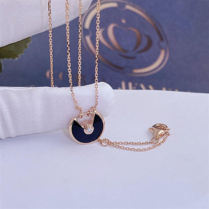 [Love Aura]AMULETTE ROSE GOLD ONYX NECKLACE