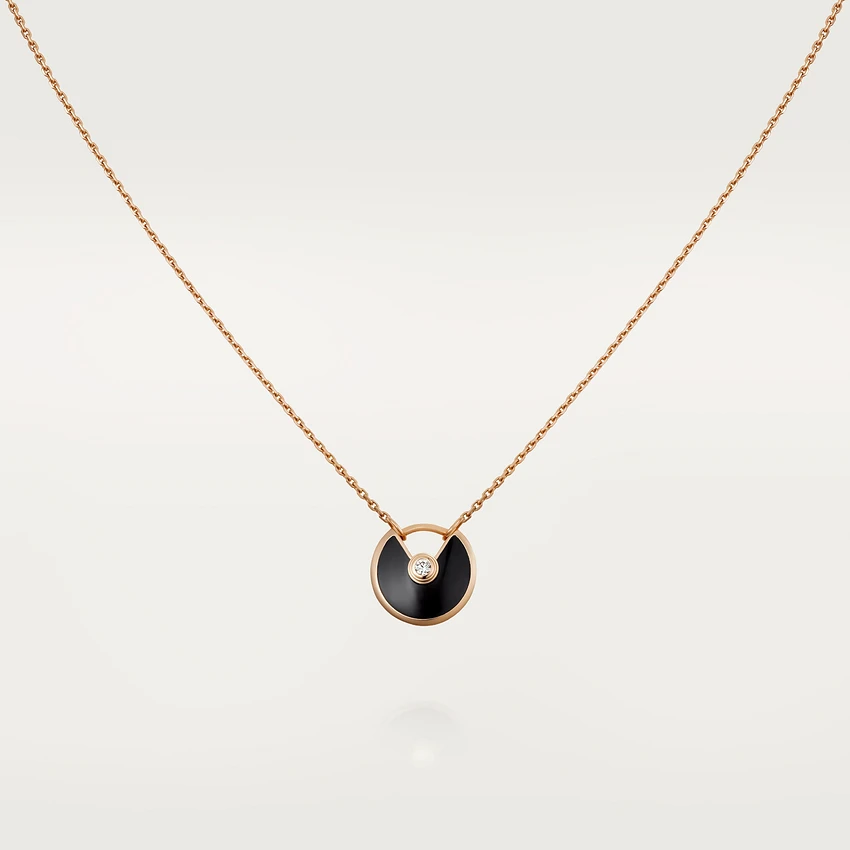 [Love Aura]AMULETTE ROSE GOLD ONYX NECKLACE