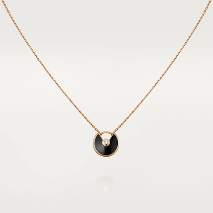 [Love Aura]AMULETTE ROSE GOLD ONYX NECKLACE