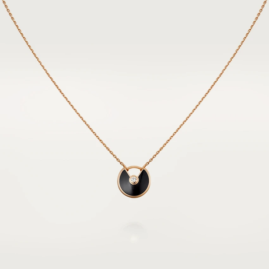 [Love Aura]AMULETTE ROSE GOLD ONYX NECKLACE