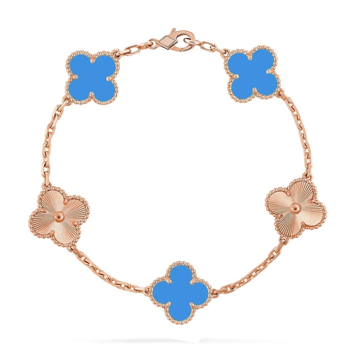 [Love Aura] CLOVER 5 MOTIF BLUE AGATE BRACELET COLLECTION