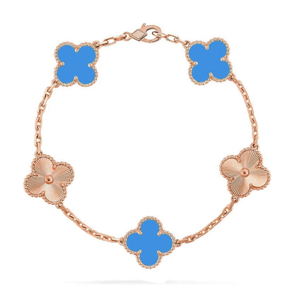 [Love Aura] CLOVER 5 MOTIF BLUE AGATE BRACELET COLLECTION