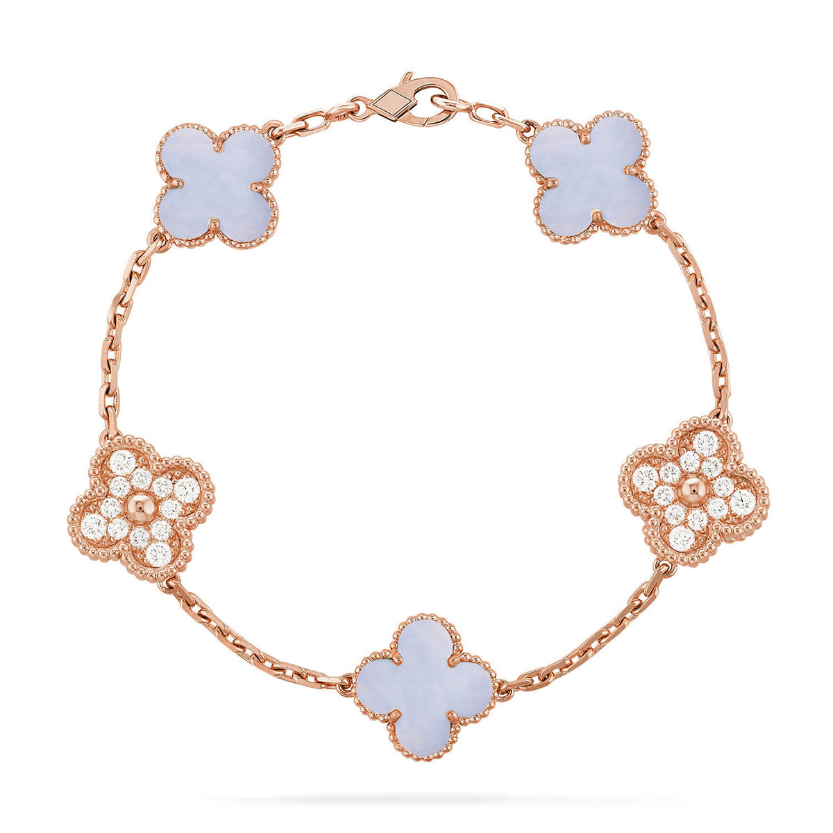 [Love Aura] CLOVER 5 MOTIF PURPLE CHALCEDONY BRACELET COLLECTION